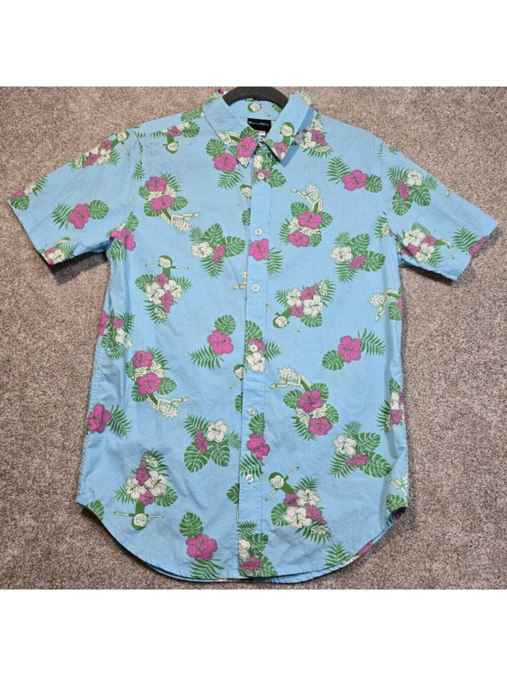 Rick and Morty All Over Print Hawaiian Floral Shirt Short Sleeve Button Up Men S